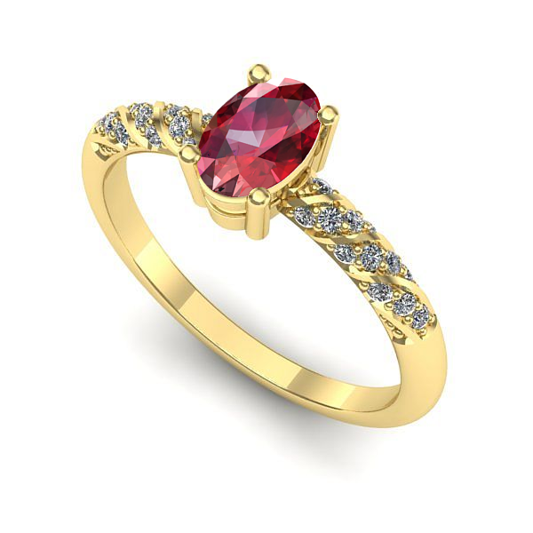 Inel logodna din aur galben cu rubin