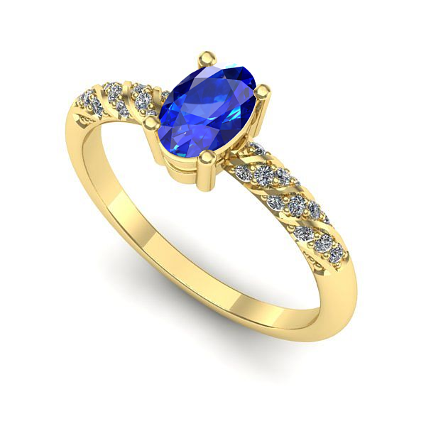 Inel din aur galben cu safir