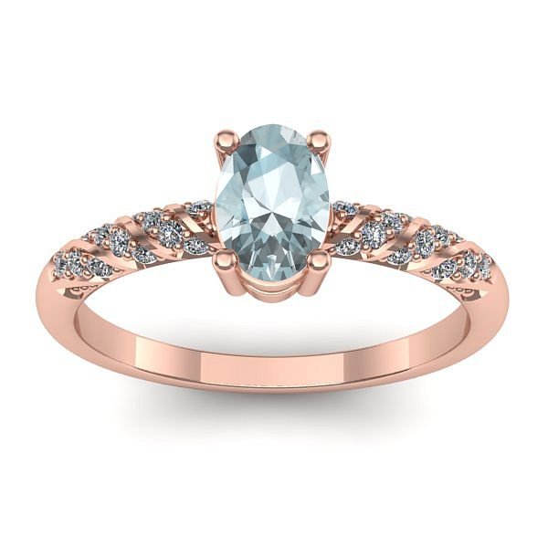Inel de logodna cu aquamarin oval