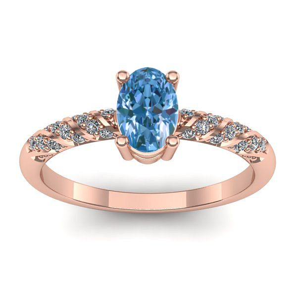 Inel cu diamant de laborator albastru oval