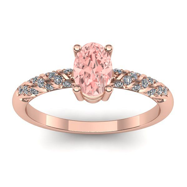 Inel logodna cu diamant de laborator roz oval