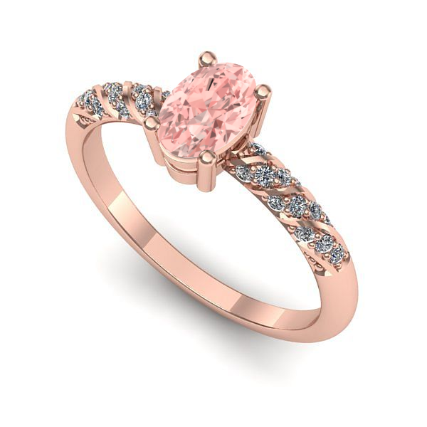 Inel din aur roz cu diamant de laborator roz