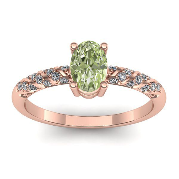 Inel de logodna cu diamant de laborator verde oval