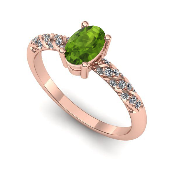 Inel de logodna din aur roz cu peridot