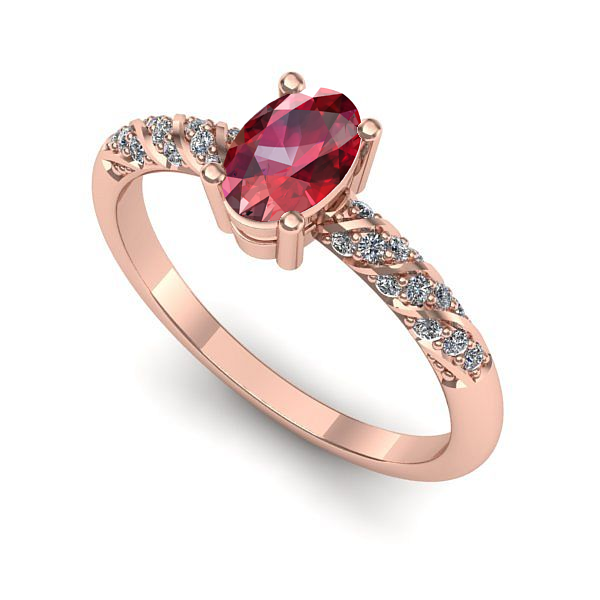 Inel de logodna din aur roz cu rubin