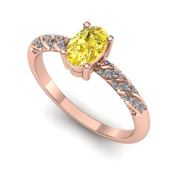 Inel logodna din aur roz cu safir galben