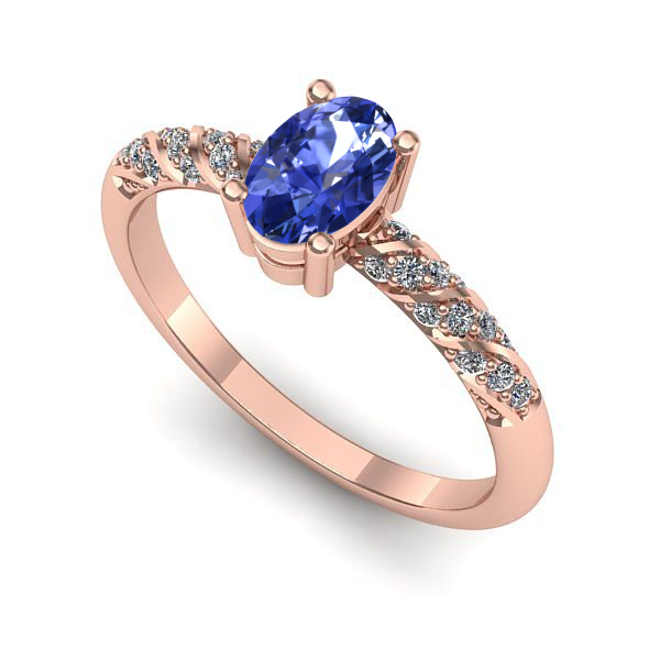 Inel de logodna din aur roz cu tanzanit