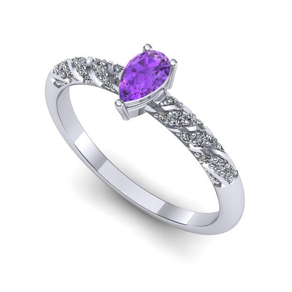 Inel din aur alb cu ametist