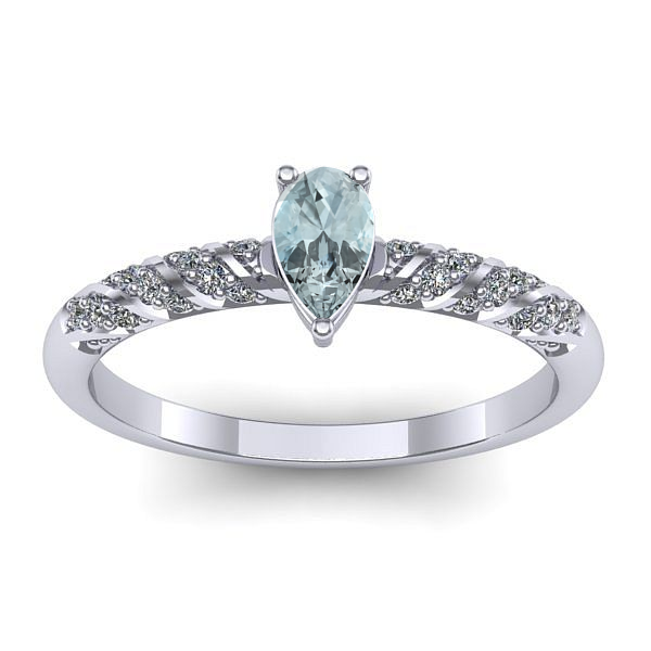 Inel de logodna cu aquamarin lacrima