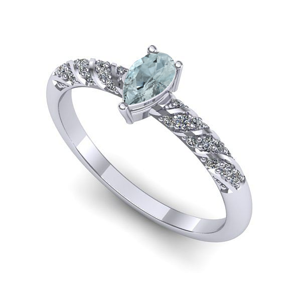 Inel din aur alb cu aquamarin