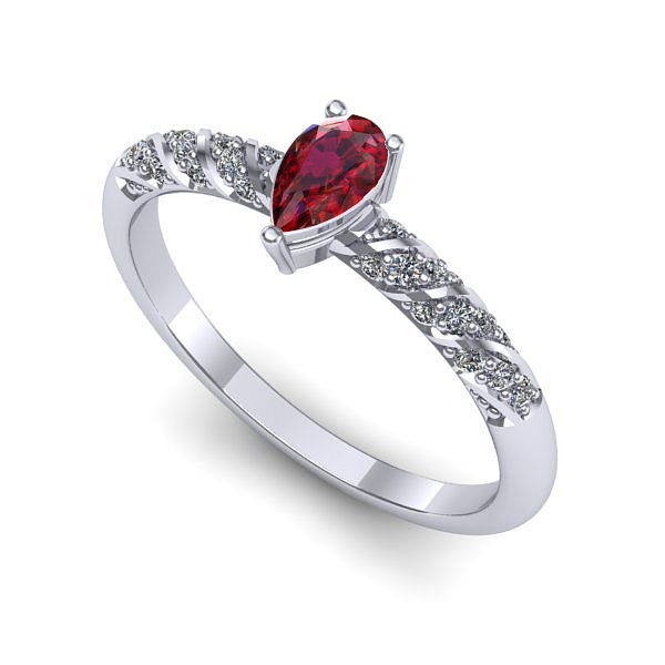 Inel de logodna din aur alb cu rubin