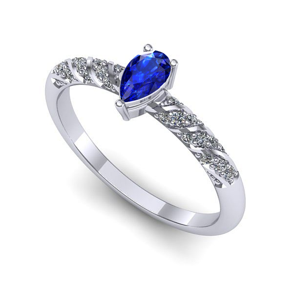 Inel de logodna din aur alb cu safir