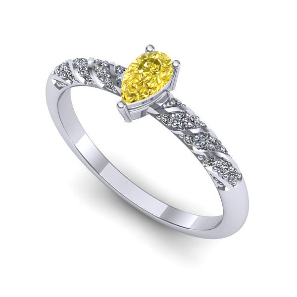 Inel de logodna din aur alb cu safir galben