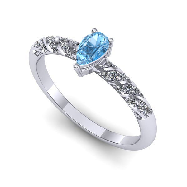 Inel din aur alb cu topaz blue