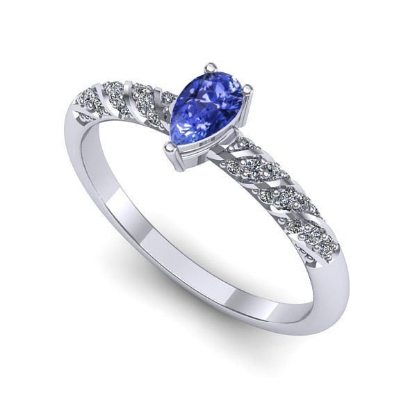 Inel logodna din aur alb cu tanzanit