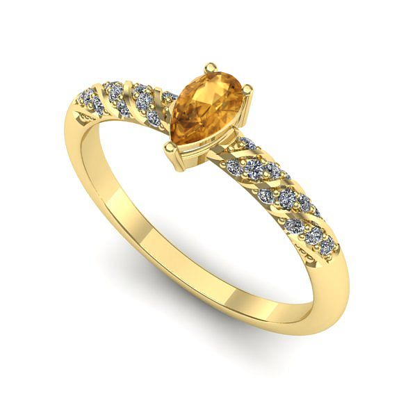 Inel logodna din aur galben cu citrin