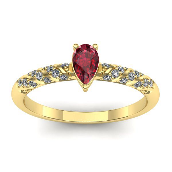 Inel logodna cu rubin lacrima