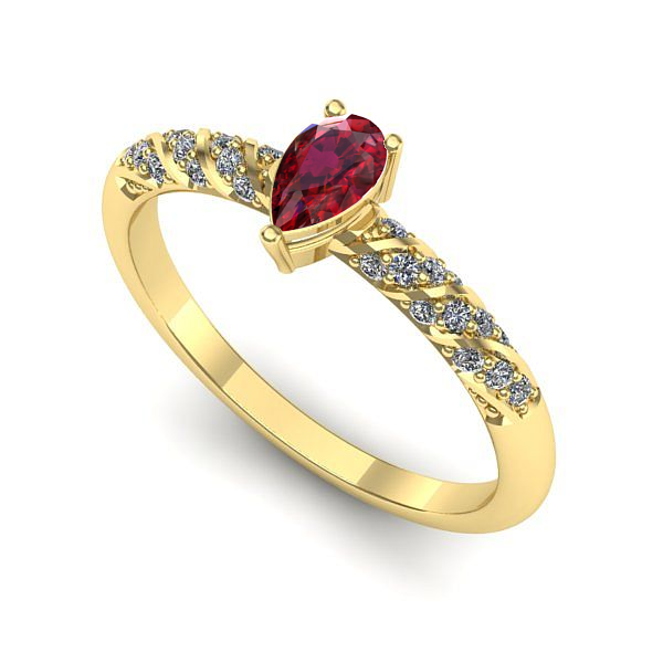 Inel din aur galben cu rubin