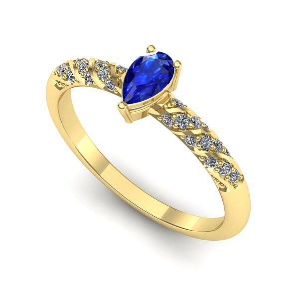 Inel logodna din aur galben cu safir