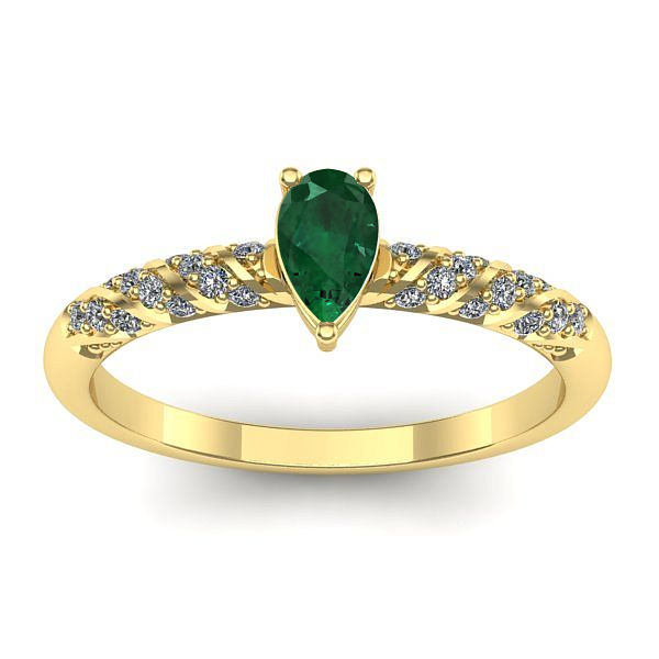 Inel logodna cu smarald lacrima