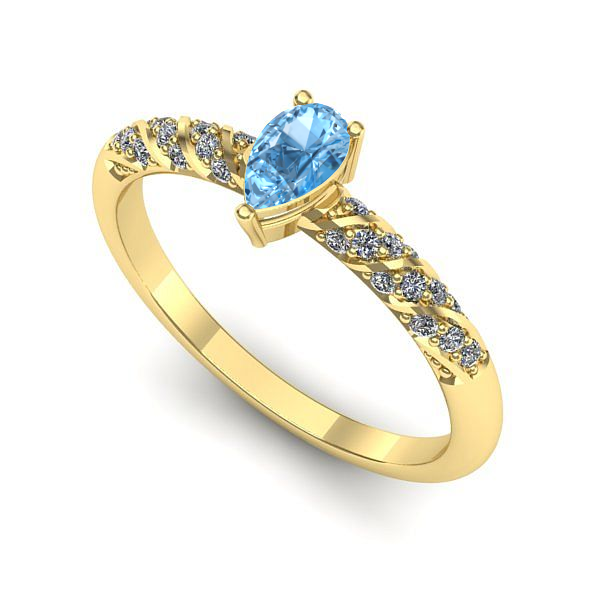 Inel de logodna din aur galben cu topaz blue