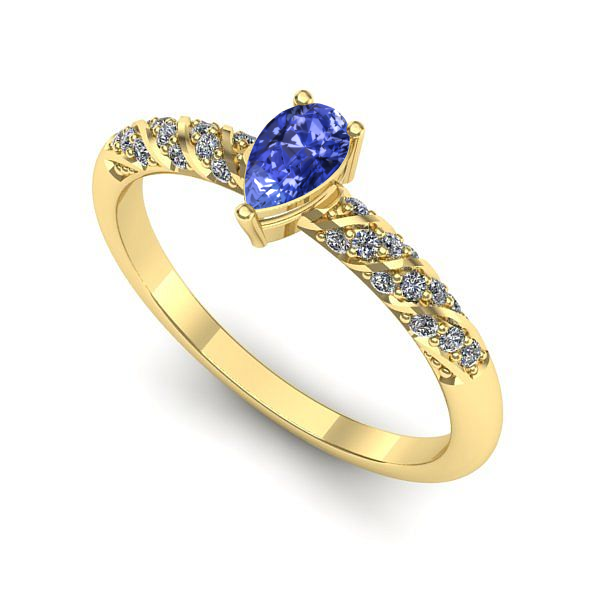 Inel de logodna din aur galben cu tanzanit