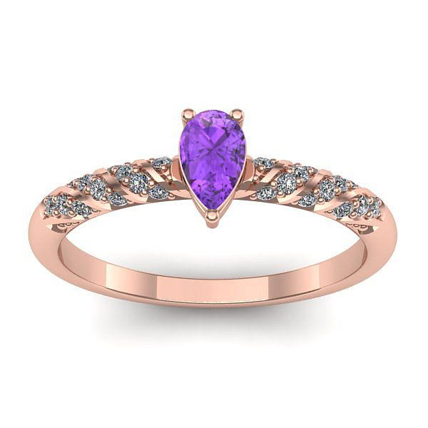 Inel de logodna cu ametist lacrima