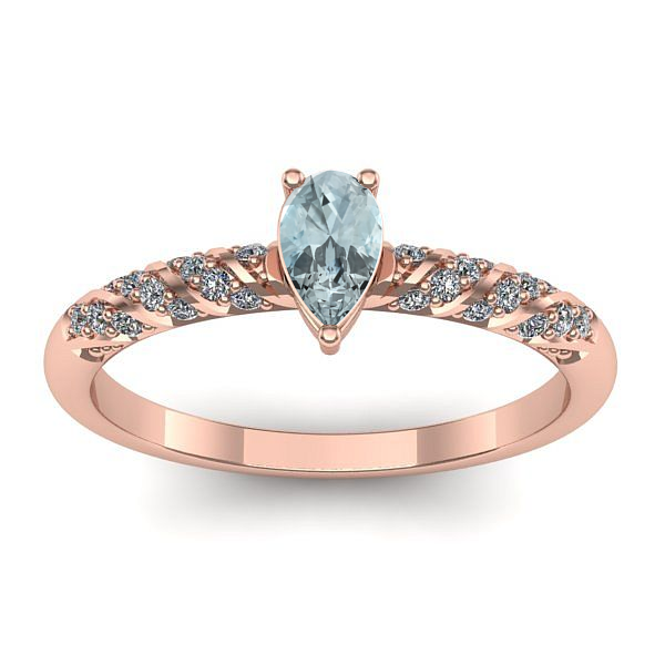 Inel de logodna cu aquamarin lacrima