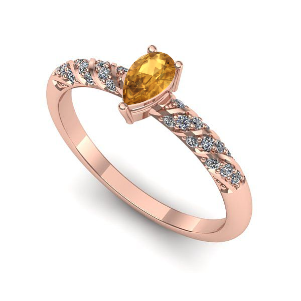 Inel logodna din aur roz cu citrin