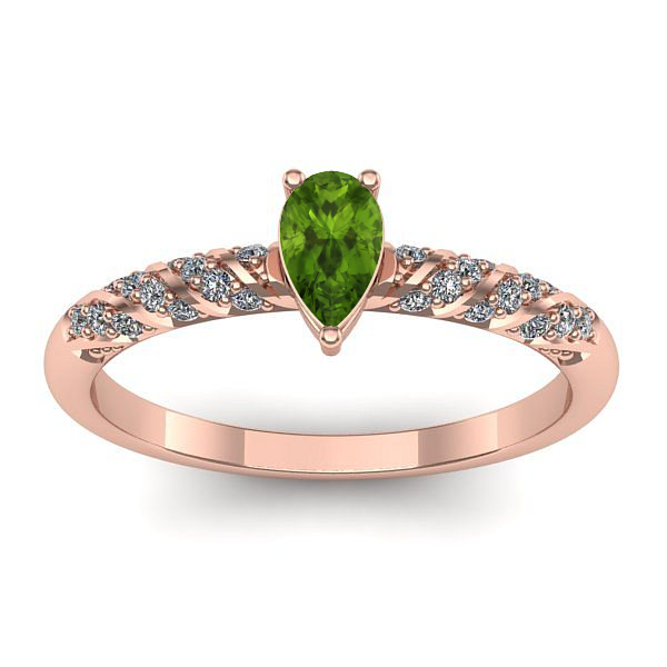 Inel logodna cu peridot lacrima