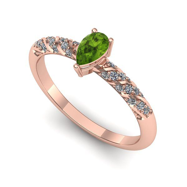 Inel din aur roz cu peridot