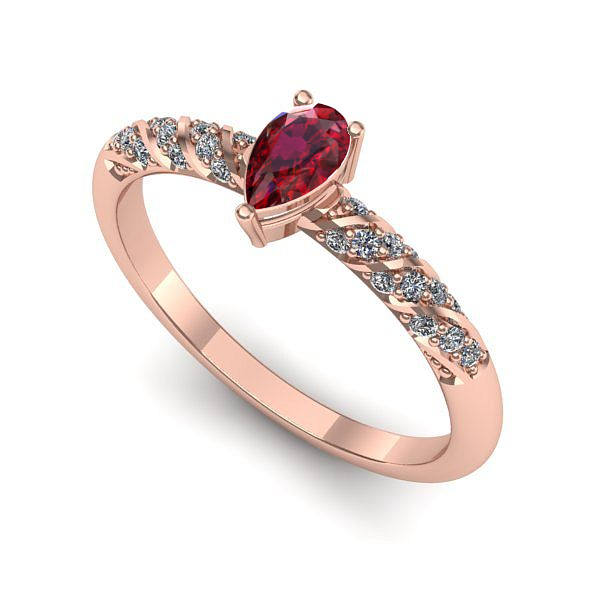 Inel de logodna din aur roz cu rubin