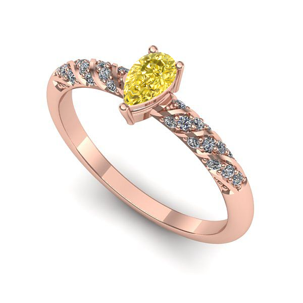 Inel logodna din aur roz cu safir galben