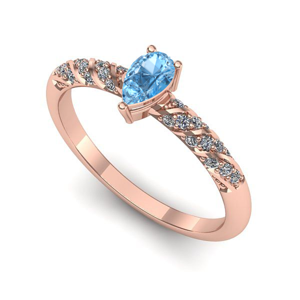 Inel din aur roz cu topaz blue