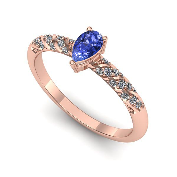 Inel din aur roz cu tanzanit