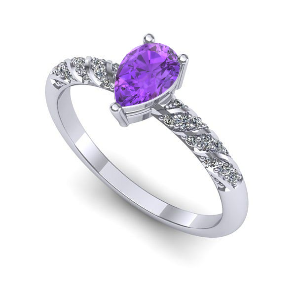 Inel din aur alb cu ametist