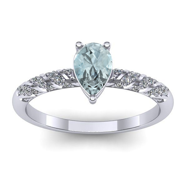 Inel de logodna cu aquamarin lacrima