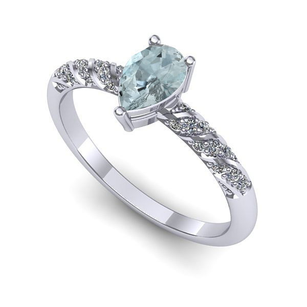 Inel de logodna din aur alb cu aquamarin