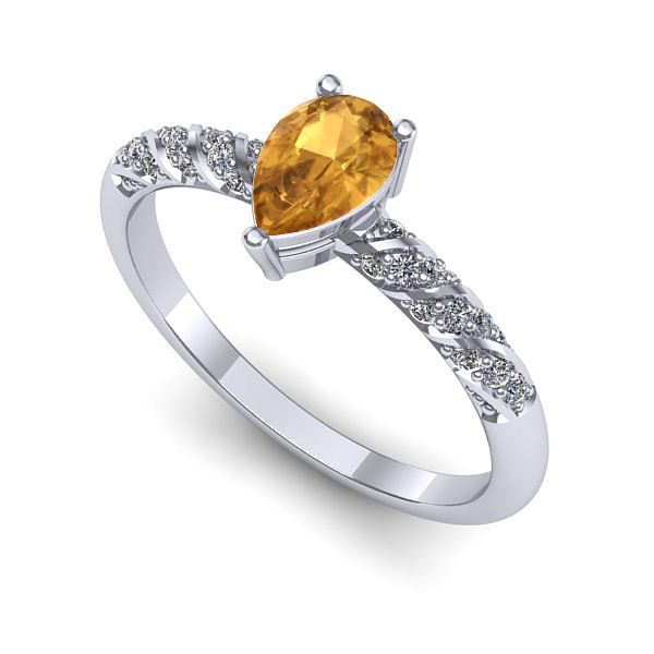 Inel de logodna din aur alb cu citrin