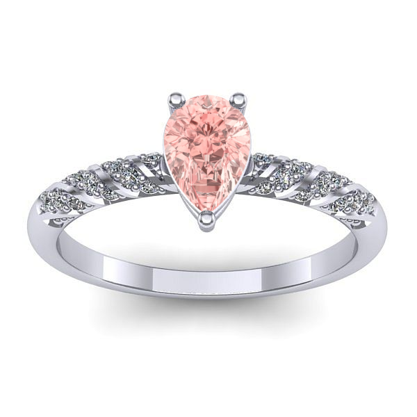 Inel cu diamant de laborator roz lacrima