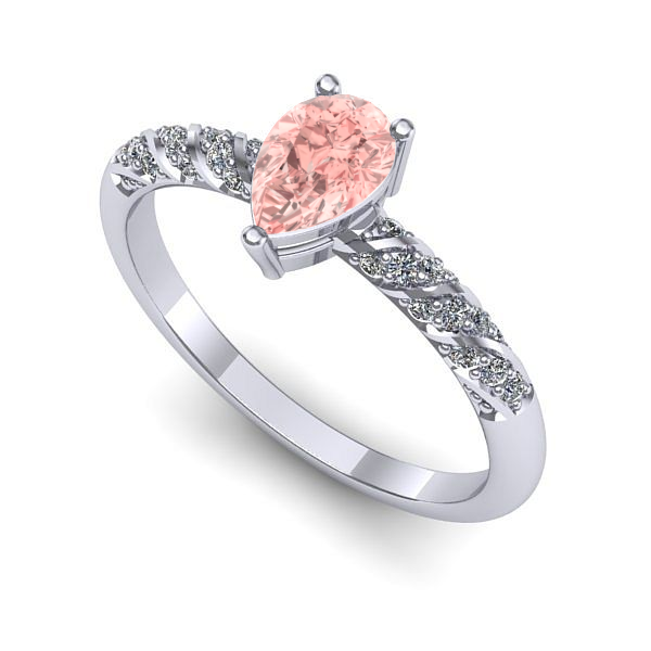 Inel din aur alb cu diamant de laborator roz