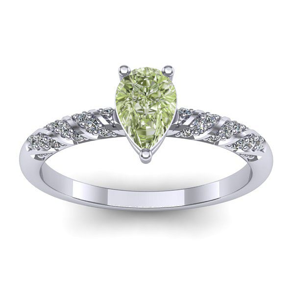 Inel de logodna cu diamant de laborator verde lacrima