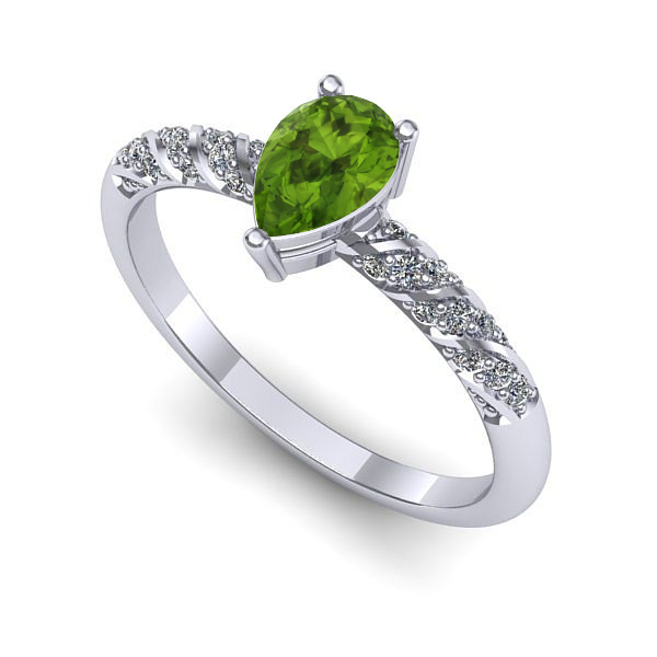 Inel din aur alb cu peridot