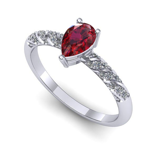 Inel din aur alb cu rubin