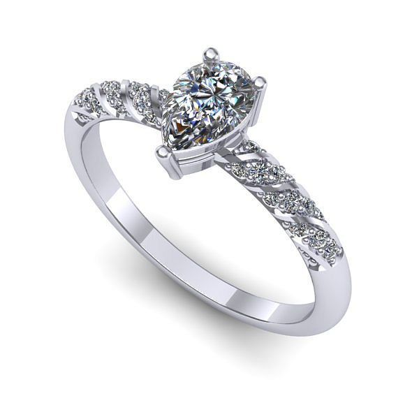 Inel logodna din aur alb cu safir alb