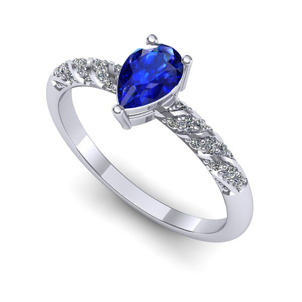 Inel din aur alb cu safir