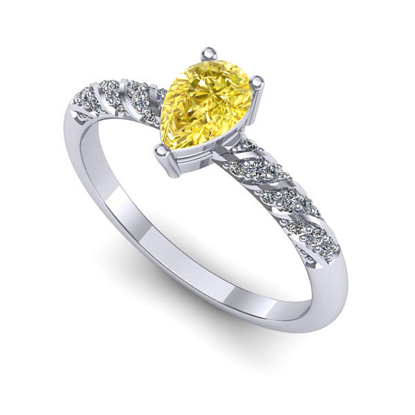 Inel de logodna din aur alb cu safir galben