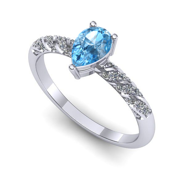 Inel din aur alb cu topaz blue