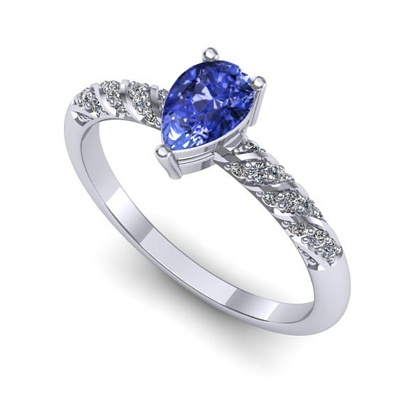 Inel de logodna din aur alb cu tanzanit