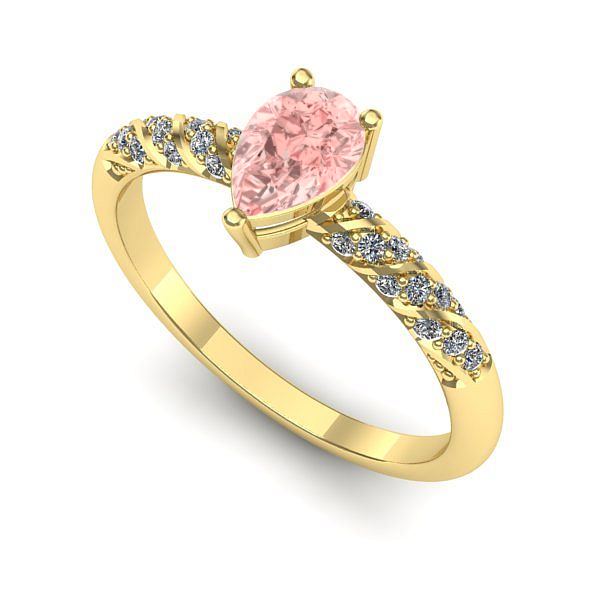 Inel logodna din aur galben cu diamant de laborator roz